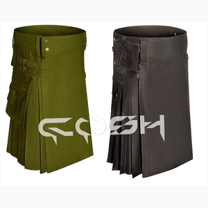 Kilt utilitaire hybride moderne personnalisé pour homme en acier inoxydable et coton avec plaque en tartan vert Stewart - Product Image 5