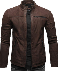 Chaqueta de cuero Esprit ajustada, viscos transpirables, forro con cierre de cremallera, venta al por mayor, chaqueta de cuero genuino de moda de invierno para hombre - Product Image 1