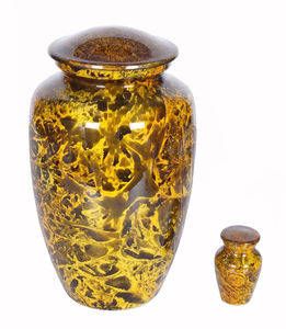 Urne funéraire en laiton moderne, modèle récent, fabriquée à la main, revêtement protecteur, finition polie, écologique, vase de table, décoration d'intérieur - Product Image 5