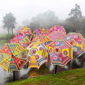 Nouveauté Parasol décoratif en tissu de coton élégant de style indien traditionnel avec broderie pour mariage Diwali - Product Image 3