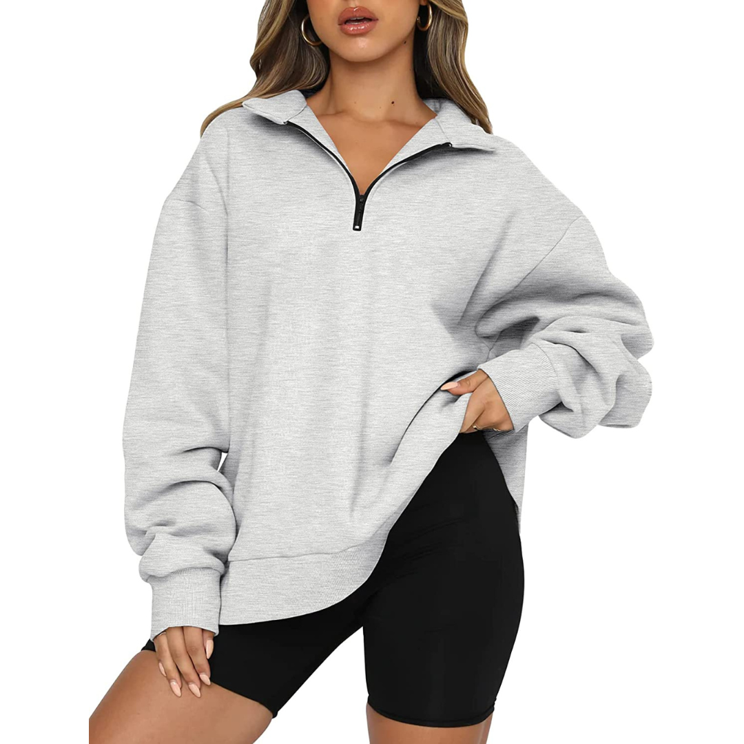 Pull oversize à manches longues pour femme et adolescente, pull à capuche avec demi-Zip, vêtements d'automne Y2K