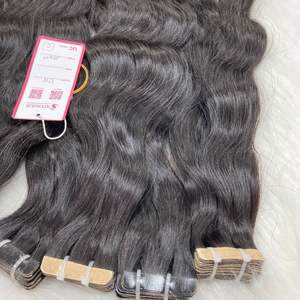 100% Human Hair Extensions Natural Color Loose Wavy Remy Double Drawn European Raw Virgin Apohair Jessie Tape in Hair - Product Image 1