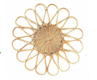 Napperon fleur en rotin coloré tissé à la main, table décorative, décoration petit tapis en osier floral, écologique, accent de maison