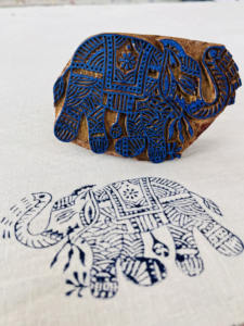 <b>Hand</b>-Carved Teak Wood Elephant <b>Stamp</b>: Indian Textile Block | Traditional Indian Textile Block - Product Image 3