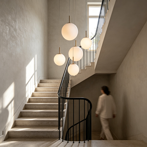 Moderno nordico elegante soffiato a bocca solida globo di vetro opale lampadario integrato lampadario a LED per <span class=keywords><strong>soggiorno</strong></span> tavolo <span class=keywords><strong>da</strong></span> pranzo - Product Image 1