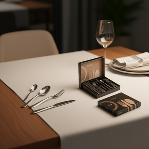 24-Piece Stainless Steel Durable Minimalist <b>Dinnerware</b> <b>Set</b> with NIGHT Polished Chrome Finish Eme Brand Dishwasher Safe - Product Image 3