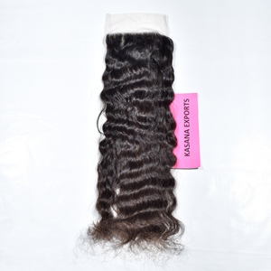 Cutícula alineada 6*6 cierre doble dibujado paquete vietnamita color natural cabello mujeres onda rizo indio extensiones de cabello humano - Product Image 5