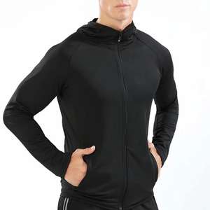 Sweat à capuche compressif pour homme, motif uni, sweat à capuche en tissu tricoté, streetwear d'automne - Product Image 1