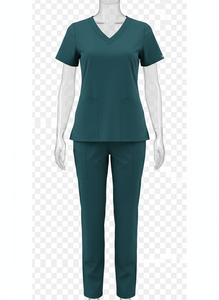 Top qualité gommage soins infirmiers hôpital uniforme gommage ensembles à manches courtes col en V femmes médical Spandex gommages ensembles uniformes - Product Image 5