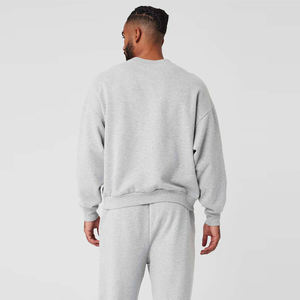 Sweat-shirt unisexe en molleton mélangé de coton gris clair, surdimensionné, col rond, survêtement, streetwear, décontracté, chaud - Product Image 3