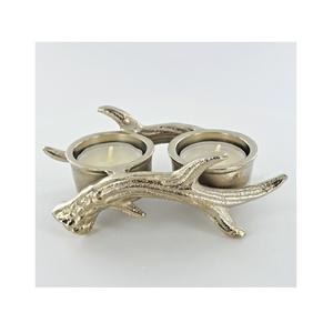 Porte-bougie de table en aluminium au design unique avec base en bois, impression personnalisée pour Noël, en vente - Product Image 3