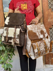 Sac à dos pour ordinateur portable en cuir de vache véritable fait à la main avec fermeture éclair, multifonctionnel, unisexe, pour voyages et école, HNBP-0100 - Product Image 6