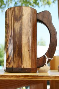 Tasse à bière en bois 100% naturelle et biologique personnalisée, tasse à café de voyage avec poignée en bois, tasse à gobelet Occasion de Noël - Product Image 4