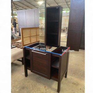 Ensemble de meuble de salle de bain simple en bois de teck massif mural avec miroir en verre pour chambre à coucher personnalisable pour villa hôtel - Product Image 6