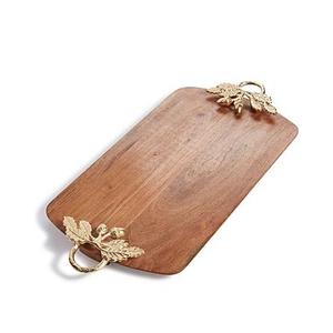Bandeja de madera con mango de metal superior con impresión personalizada Fiesta en casa Boda Decorada Bandeja de servicio hecha a mano - Product Image 5