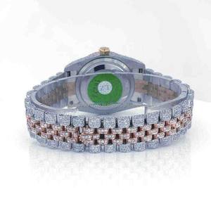 Precio de fábrica al por mayor, reloj deportivo clásico de acero inoxidable con diamantes cultivados en laboratorio, personalizable, de nuevo lanzamiento, con esqueleto de cristal. - Product Image 3