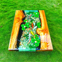Table à manger rectangulaire de luxe en bois d'acacia et résine époxy, fabriquée à la main, moderne, étanche, cadeau idéal pour la retraite, Diwali, condoléances, maison ou bureau