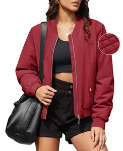 Chaqueta Bomber Estilo Sólido Manga Larga con Bolsillos Delanteros Chaqueta Transpirable para Mujer Chaqueta Impermeable para Exteriores Ropa de Caza - Product Image 5