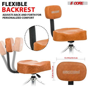 5Core Drum Throne 4 Cushion Padded <b>Stool</b> w Backrest Airlift <b>Height</b> <b>Adjustable</b> Chair w 441Lb Capcity - Product Image 5