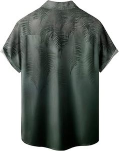 Camisa Casual Hawaiana Tropical de Verano para Hombre, Corte Ajustado, Estampado de Palmeras, Hecha de Poliéster/Algodón para Vacaciones en la Playa - Product Image 2