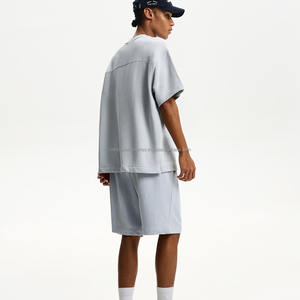 Venta al por mayor de moda de diseño impreso logotipo elástico cintura cuerda pantalones cortos dobladillo bolsillos laterales algodón Spandex pantalones cortos hombres - Product Image 4