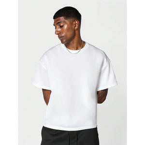 T-shirts unis en coton/polyester Boxy 300 GSM de haute qualité pour hommes T-shirts à épaules tombantes respirants fabriqués au Pakistan - Product Image 1