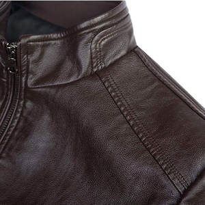 Latest Design Comfortable 2026 High Quality Sheep Skin Turn Down <b>Collar</b> Men Fashion Leather <b>Jacket</b> With Full Sleeves - Product Image 4