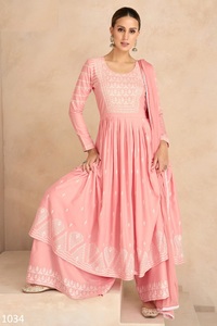 Conjunto de Kurtis con bordado de rayón para mujer, colección de ropa de fiesta pesada, tela de gasa tejida con estampado Digital de cintura Natural - Product Image 5