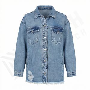 Veste en jean personnalisée pour femmes, poche sur la manche, style varsity, veste matelassée, jean lavable, vêtement d'extérieur en denim, élégant, décontracté, couleur personnalisée - Product Image 1