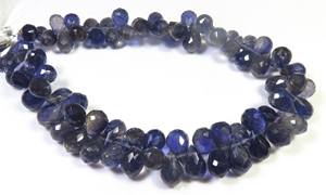 Perles de pierres précieuses en iolite bleue naturelle facettées en forme de briolette 9-11 mm Perles de pierres précieuses en iolite en forme de larme 9 pouces pour la création de bijoux - Product Image 3