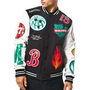 2025 Chaqueta Letterman de béisbol personalizada al por mayor con MOQ bajo Deportes 100% mangas de cuero de lana chaqueta Varsity - Product Image 4