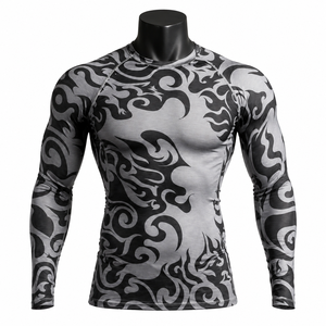 Custom <b>Men</b>’s Compression Shirt Long Sleeve Sublimation Print Gym Fitness <b>Base</b> <b>Layer</b> Rash Guard OEM ODM - Product Image 1