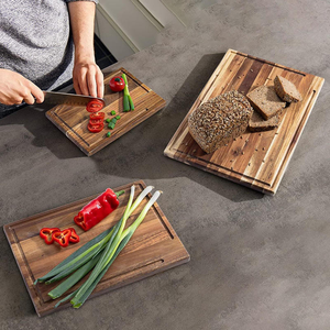 Tabla de Queso de Madera de Acacia de Primera Calidad, Tabla de Cortar Frutas y Carne, Juego de 3 Tablas de Cortar de Madera con Soporte - Product Image 4