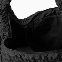 Sac fourre-tout plissé noir personnalisé en néoprène pour femme, grande capacité, style habillé, avec chaîne de perles et rembourrage en coton massif