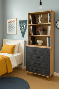 Juego de Muebles Infantiles Arion Ozan Moderno y Armonioso, Cómoda y Librería con Patas de Madera y Cubierta de MDF - Product Image 3