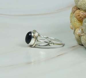 แหวนพลอยอัญมณีแกะสลักรูปวงรีทรงรีสีฟ้าแบบเรียบ925สเตอลิงซิลเวอร์ชุดแหวนแฟชั่นสำหรับสตรีจากธรรมชาติ - Product Image 2