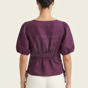 Stylish <b>Women</b> <b>Beach</b> Top Casual Summer Crop <b>Shirt</b> Lightweight Vacation Resort Wear Shorts Sleeve Holiday Fashion Clothing - Product Image 4