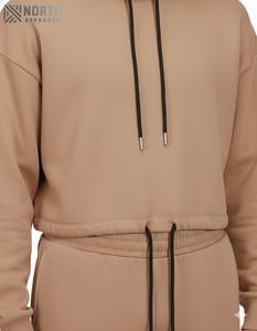 Sudaderas con capucha en blanco personalizadas Sudaderas con logotipo personalizado Mujer Hombro caído Recortado Jersey Sudaderas con capucha de punto para mujer Reversible - Product Image 5