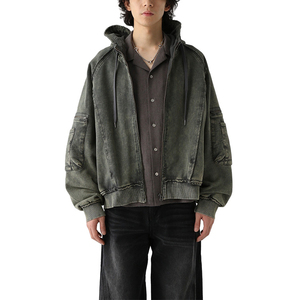 ชุดแทรคสูทผู้ชายทรงโอเวอร์ไซส์ผ้าคอตตอนหนานุ่มคุณภาพสูง สไตล์วินเทจ แต่งลายปะติด พร้อมกระเป๋าซิปแบบคาร์โก้ - Product Image 1