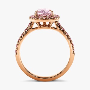 Bague de fiançailles pour femme 2ct Fancy Pink Lab Grown Diamond poire et forme ronde Solitaire Halo avec accent en or rose 14K - Product Image 3