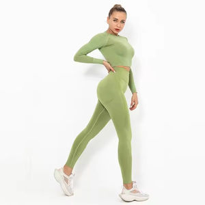 Ensemble de yoga au genou de grande taille pour femmes sur mesure de haute qualité équipement d'entraînement solide avec décoration de broderie vente en ligne - Product Image 2