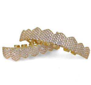 Grillz Hip Hop Personnalisé en Argent Sterling 925 et Or 10K 14K avec Poussière de Diamant Blanc, Pendentifs et Breloques, Plaqué Or, pour Fêtes, avec Coupes Gratuites - Product Image 2