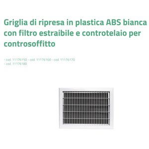 Rejilla y Panel de Ventilación Tecnosystemi de Plástico ABS Blanco con Filtro Extraíble y Marco para Techos Falsos - Product Image 3