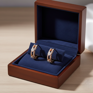 Pendientes de Aro con Flores de Oro Rosa de Lujo para Mujer, Aros Huggie, Joyería Nupcial para Bodas - Product Image 5