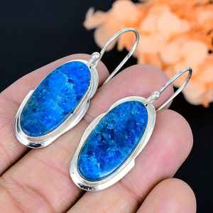 Boucles d'oreilles clous en apatite bleu néon, argent sterling 925, bijoux faits main en or pour femme - Cadeau élégant pour anniversaire ou soirée - Product Image 5