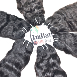 Extensiones virgen de cabello rizado indio 100%, proveedor barato, cutícula alineada, Color negro Natural, Super onda, tejido de templo, onda Natural - Product Image 4