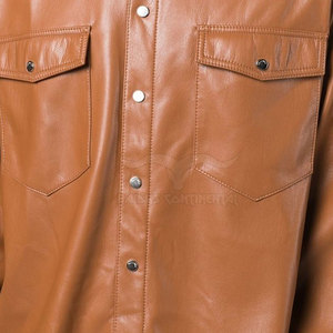 <b>Men</b> Genuine Leather <b>Shirt</b> Winter Use Zipper Fashion Leather <b>Shirt</b> Stand Collar Solid Color Leather <b>Shirt</b> - Product Image 6