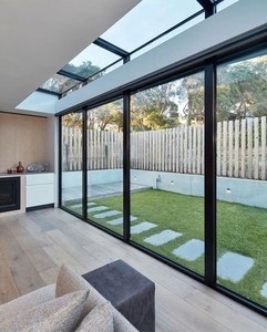 Porte coulissante en verre à double vitrage en alliage d'aluminium au design moderne Isolation thermique insonorisée à l'épreuve des ouragans pour garage intérieur - Product Image 2