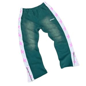 กางเกงลำลองขาตรงเอวสูงสำหรับผู้ชาย, กางเกงขาบานผ้าฝ้ายฟอกสีกรด - Product Image 1