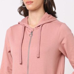 Sudadera con Capucha y Cierre de Cremallera Rosa para Mujer BIG TEN APPAREL, Manga Larga, Tejido de Poliéster/Algodón, Transpirable, Ecológica, para Otoño - Product Image 5